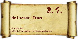 Meiszter Irma névjegykártya